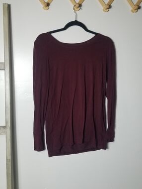 ANA WOMEN'S BURGUNDY LONG SLEEVE BLOUSE SIZE LARGE